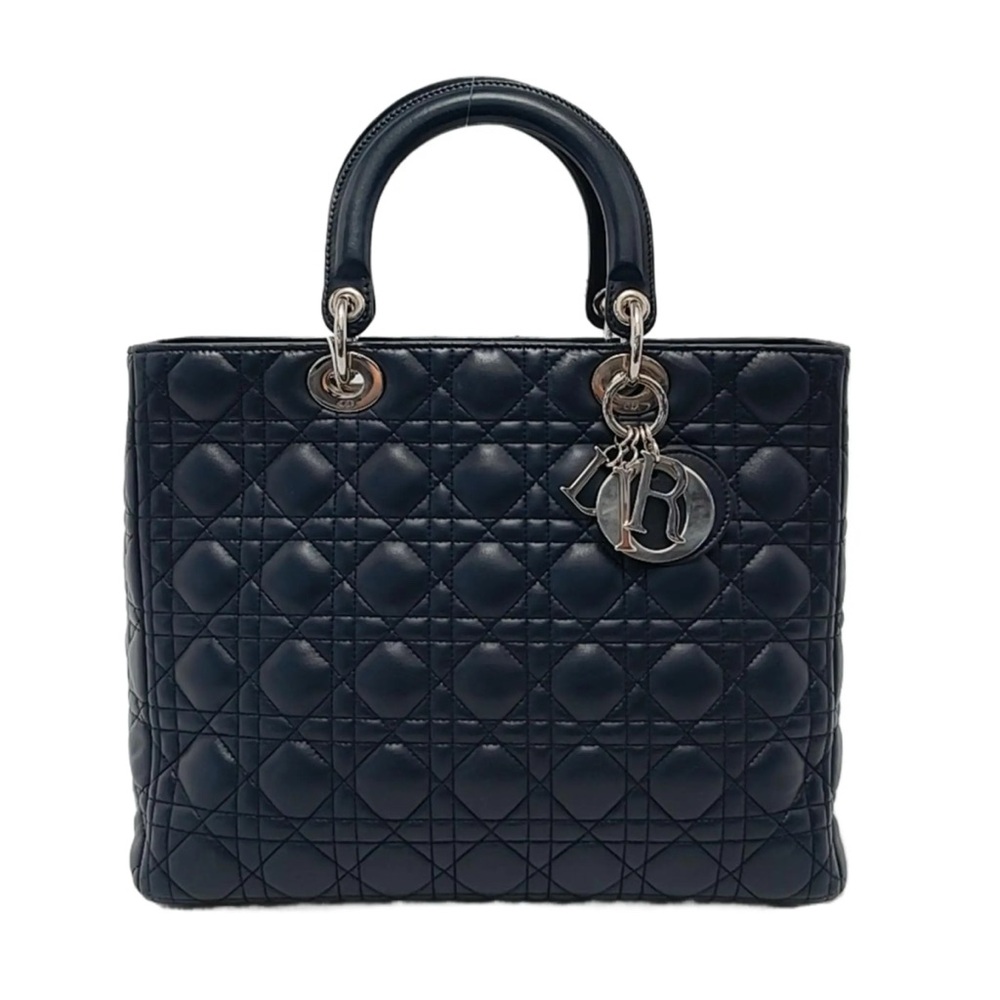 ♥️Large Dior Lady Dior Handbag in black Leather♥️